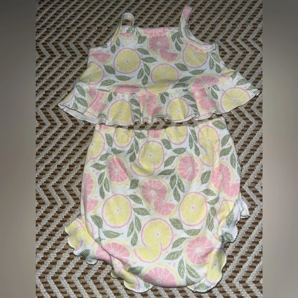 NWOT Rachel and Zoe baby girls size 6/9M summer lemon patterned set - Picture 6 of 7